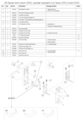 25 Series trim lever (510), vandal resistant (vr) lever (511), knob (513)